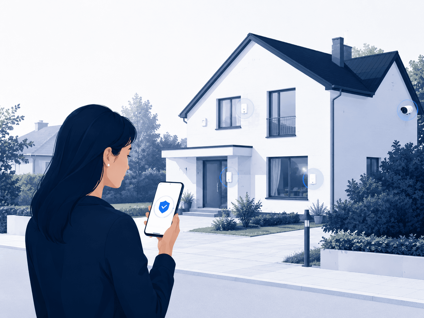 Villa med larmkomponenter och appstyrning